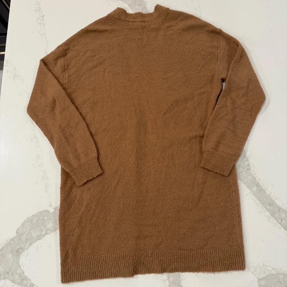 Garage Cozycore Open Front Long Duster Cardigan Sweater Womens Small CamelBrown - Picture 7 of 7